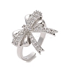 Brass Micro Pave Cubic Zirconia Open Cuff Ring RJEW-K256-58I-P-1