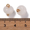 Natural White Jade Saucer Charms with Rack Plating Golden Tone Brass Bails KK-B103-17B-08-3