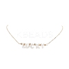 Natural Shell Word Lucky Pendant Necklace with Golden Brass Cable Chains for Mother's Day NJEW-JN04151-04-1