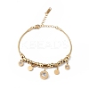Crystal Rhinestone Roman Number Charm Bracelet BJEW-G669-04G-1