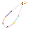 Christmas Theme Glass & Imitation Pearl & Brass LOVE Heishi Beaded Necklaces GF3195-8-1