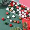 50Pcs 7 Colors Christmas Spray Painted Wood European Beads WOOD-FS0002-43-8