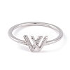 304 Stainless Steel Letter W Finger Ring for Women RJEW-C086-07-P-2