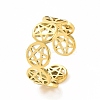 Ion Plating(IP) 304 Stainless Steel Star of David Open Cuff Ring for Women RJEW-C053-01G-1