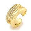 Rack Plating Brass Micro Pave Cubic Zirconia Open Cuff Ring for Women RJEW-C082-12G-1