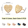 30Pcs 5 Colors Ion Plating(IP) 304 Stainless Steel Stud Earring Findings EJEW-UN0001-66-5