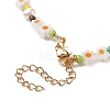 Natural Pearl & Millefiori & Seed Glass Beaded Necklace for Women NJEW-JN04162-6