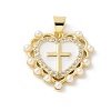 Brass Micro Pave Clear Cubic Zirconia Pendants KK-P294-16G-1
