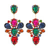 Teardrop Alloy Rhinestone Dangle Stud Earrings WG4A996-04-2