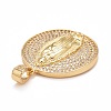 Rack Plating Brass Micro Pave Clear Cubic Zirconia Pendants KK-M229-01G-3
