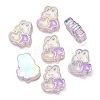 UV Plating Rainbow Iridescent Acrylic Enamel Beads OACR-G012-07E-1