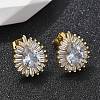 Brass Micro Pave Clear Cubic Zirconia Stud Earrings EJEW-C139-03G-2