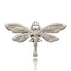 Antique Silver Plated Dragonfly Alloy Enamel Big Pendants ENAM-J028-17AS-2