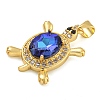 Tortoise Rack Plating Brass Micro Pave Cubic Zirconia Charms KK-G513-78A-07G-3