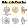 DICOSMETIC 4Pcs 2 Styles Brass & Alloy Micro Pave Clear Cubic Zirconia Shank Buttons DIY-DC0002-66-2