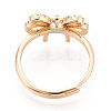 Bowknot Shape Brass Micro Pave Clear Cubic Zirconia Adjustable Ring Settings KK-T076-48G-3