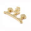 Rack Plating Brass Micro Pave Clear Cubic Zirconia Heart Connector Charms KK-G456-01G-03-3