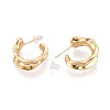 Wavy C-Shaped Brass Stud Earrings EJEW-T047-89G-3