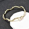 Brass Micro Pave Clear Cubic Zirconia Cuff Bangles for Women BJEW-H639-02G-2