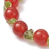 Natural Peridot Chip & Natural Carnelian Round Beaded Stretch Bracelets for Women BJEW-JB13279-02-4
