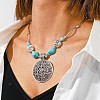 Bohemian Style Alloy with Synthetic Turquoise Pendant Necklaces FS-WG9CEC0-02-2
