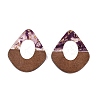 Transparent Resin and Walnut Wood Pendants RESI-T057-07H-2