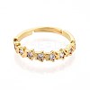 Brass Micro Pave Cubic Zirconia Cuff Rings for Women KK-T071-82G-2