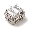 Rack Plating Brass Micro Pave Clear Cubic Zirconia Rectangle Multi-Strand Links KK-A229-24P-2