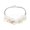 Spray Painted Disc Freshwater Shell & Acrylic Beaed Bib Necklaces NJEW-S427-01P-06-1