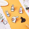 6Pcs 6 Style Carrot & Flower & Heart & Lollypop Rabbit Enamel Pins JBR087A-1