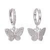 Brass Micro Pave Clear Cubic Zirconia Huggie Hoop Earrings EJEW-K083-24P-2