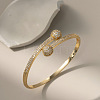 Flat Round Brass Micro Pave Clear Cubic Zirconia Cuff Bangles FS-WGF0D2F-04-1
