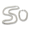 304 Stainless Steel Cuban Link Chain Bracelets & Necklaces Jewelry Sets SJEW-B019-03D-P-1