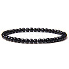4mm Round Natural Obsidian Beads Bracelet for Men X-KG3069-18-1