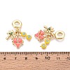 Brass Micro Pave Clear Cubic Zirconia and Enamel European Dangle Charms  KK-T079-76G-3