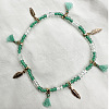 Bohemian Style Alloy Feather Charm Tassel Plastic Seed Beaded Stretch Anklets FS-WGB8A48-12-1