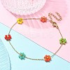 304 Stainless Steel & Synthetic Stone Daisy Flower Chain Anklets for Women LS-AJEW-B031-01G-03-1