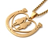 Horse Shoes with Couple 201 Stainless Steel Pendant Necklaces for Women and Men NJEW-F324-04G-1