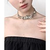 Sun Heat Button Stainless Steel & Acrylic & Plastic Imitation Pearl Choker Necklaces FS-WG98DB1-01-4