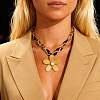 304 Stainless Steel Pendant Leopard Printed PU Leather Cord Necklaces for Women WG4CB9D-04-2