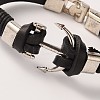 Leather Alloy Anchor Links Bracelets BJEW-J108-02B-2
