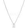 1Pc Stainless Steel Letter Rectangle Pendant Necklaces NJEW-LP0001-34L-P-1