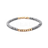 Gold-tone Miyuki Elastic Crystal Beaded Bracelet with Acrylic Tube Beads ST8366163-1