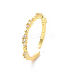 Clear Cubic Zirconia Heart Open Cuff Ring RJEW-H127-35G-1