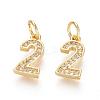 Brass Micro Pave Clear Cubic Zirconia Charms ZIRC-L092-02-G-1