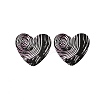 Heart Acrylic Printed Stud Earrings for Women EJEW-G418-01D-4