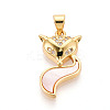 Brass Micro Pave Clear Cubic Zirconia Pendants KK-N268-15G-1