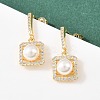 Square Brass Micro Pave Clear Cubic Zirconia Dangle Stud Earrings EJEW-C172-05G-1