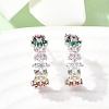C-Shaped Brass Micro Pave Cubic Zirconia Stud Earrings EJEW-H180-23P-3