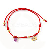 Adjustable Amethyst Beads with Stainless Steel Elephant Charm Bracelets OZ3609-1-1